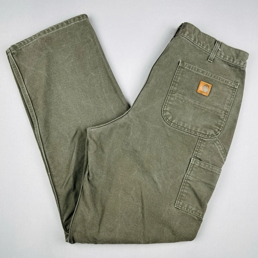 Vintage Carhartt B11 MOS Work Pants 36x36 Moss Green Carpenter Duck Canvas